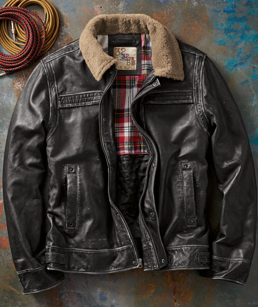 Key To The Highway <br> Bomber Leather Jacket</br>