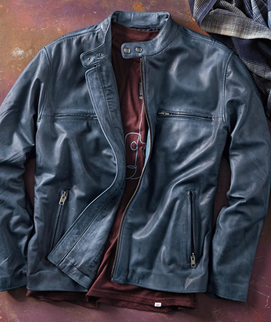 Once Upon A Road <br> Blue Leather Jacket</br>