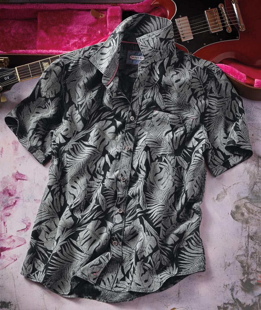 Black Moonlight <br> Linen Print Shirt</br>