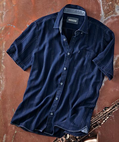 Along About Midnight <br> Indigo Cotton Shirt</br>