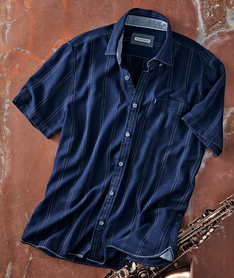 Along About Midnight <br> Indigo Cotton Shirt</br>