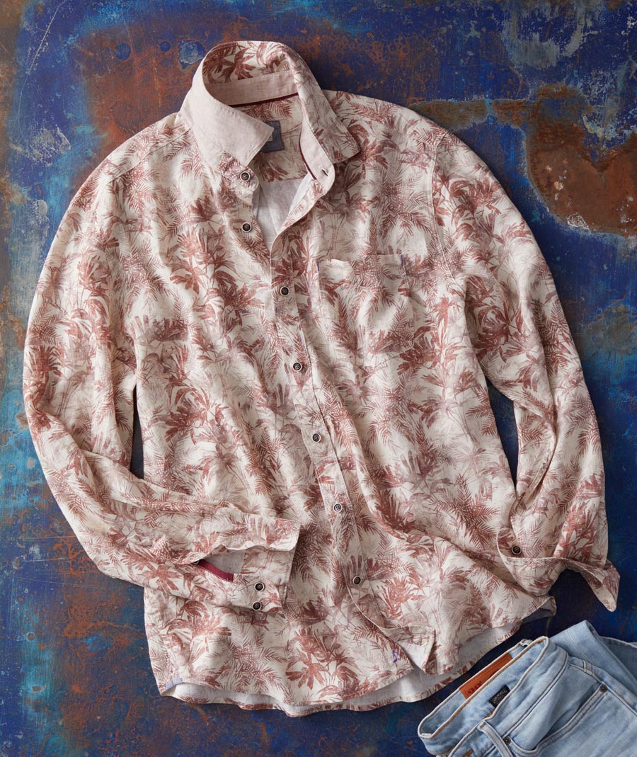 Go Red Go <br>Linen Floral Print Shirt</br>