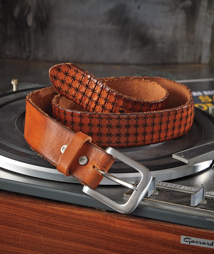 Mid Riff <br>Etched Leather Belt</br>