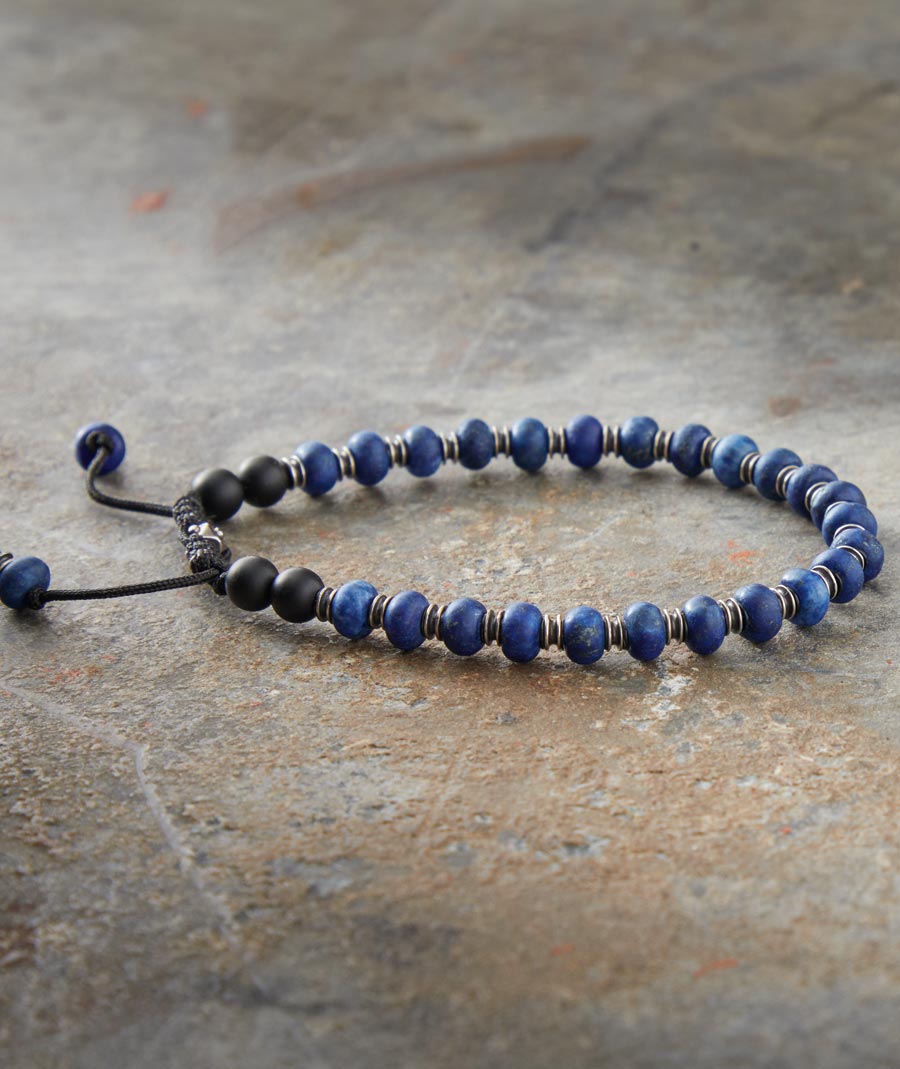 Blue On Black <br>Blue Lapis Bracelet</br>